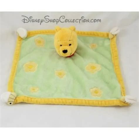 Doudou Plat Winnie L Ourson Disneyland Paris Fleur Jaune Abeille Vert