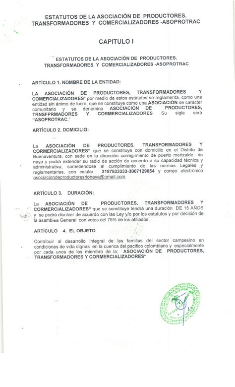 Estatuto de la asociacion de productores - Contabilidad - Studocu