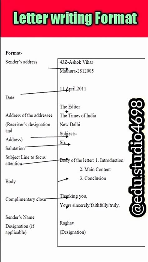 Informal Letter Writing Format Cbse