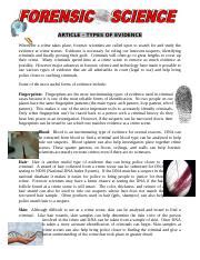 Nergz Barwari Forensic 101 Article Types Of Evidence Docx ARTICLE