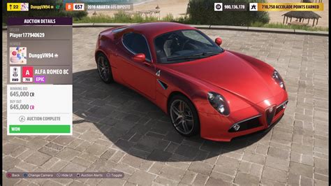 Forza Horizon 5 Auction House Sniping Alfa Romeo 8C YouTube