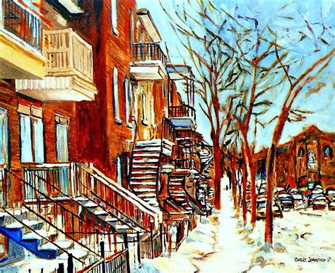 Montreal Artist Street Scene Paintings Plateau Montreal Winter Art ...