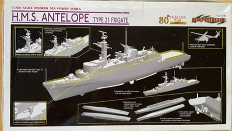 Dragon 1/700 Scale HMS Antelope Type 21 Frigate - model kit #7122 Old – Victory Models