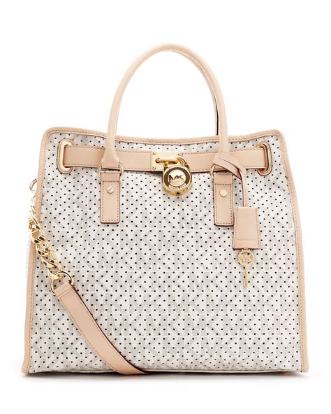 Michael Michael Kors Large Hamilton Perforated Leather Logo Tote Bag In