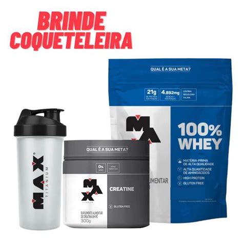 Kit Whey Refil Bunilha E Creatina G Max Titanium Coqueteleira