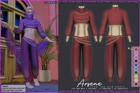 PEACH Arsene Crop Top And Pants Kleos Sims Sims 4 Sims Sims 4 Teen