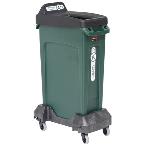 Rubbermaid Slim Jim Gal Green Plastic Trash Receptacle L X