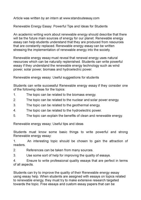 Energy Essay Telegraph