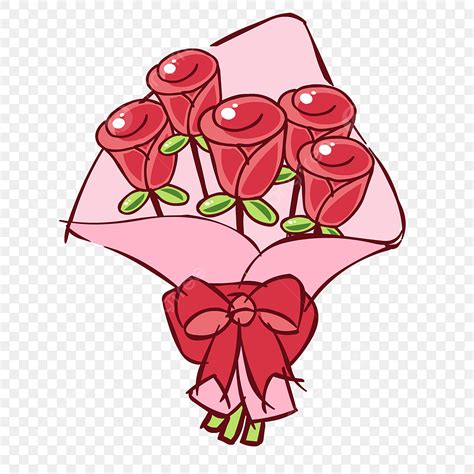 Rose Flower Bouquet Clipart Transparent Background, Hand Drawn Flower ...