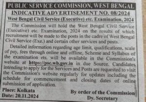 WBCS Recruitment 2024 25 Indicative Notification Out Check Prelims And