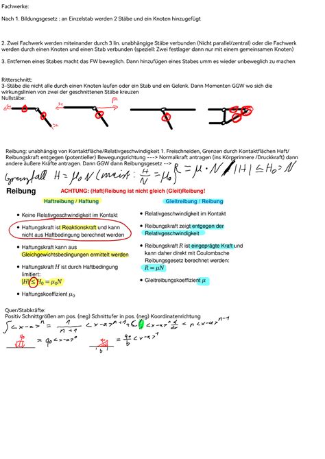 Formel Sammlung Mechanik P Fachwerke Nach Bildungsgesetz An