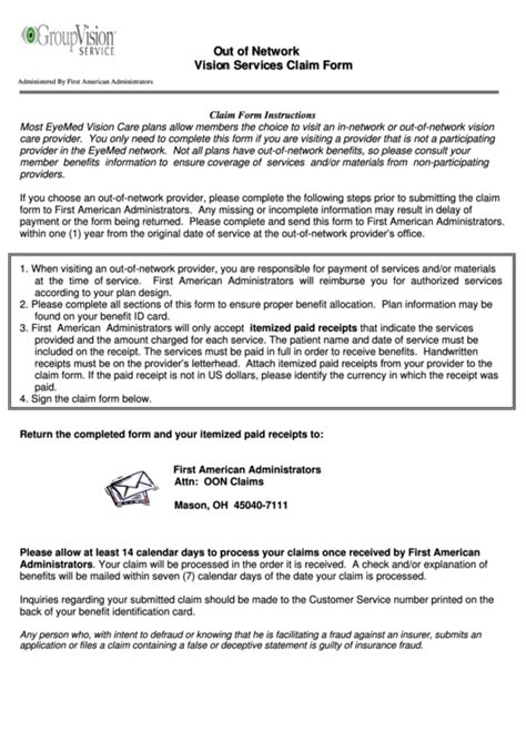 Northwest Benefit Network Vision Plan Claim Form Planforms Net