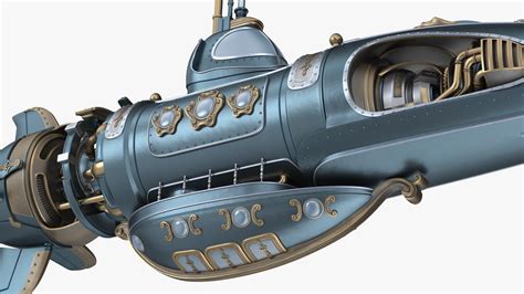 Steampunk Submarine Blue 3D Model - TurboSquid 2224912