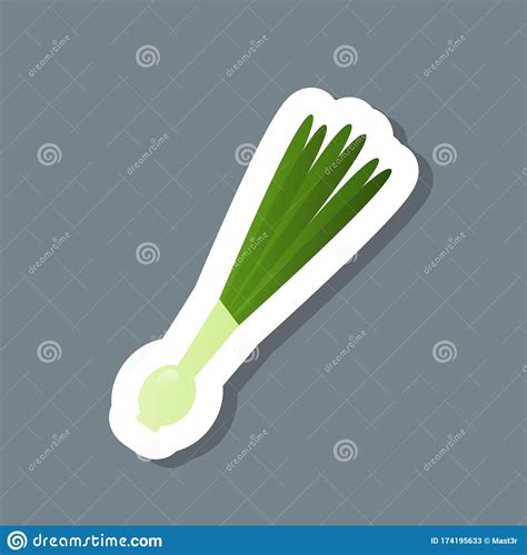 Fresh Green Onion Sticker Tasty Vegetable Icon Healthy Food Concept