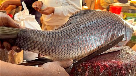 Amazing Fish Cutting Skills Fastest Big Rohu Fish Cutting By Expert