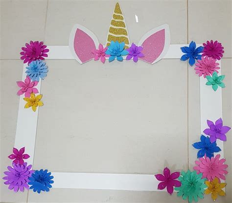 Unicorn Party Selfie Frame Limited Edition Unicorn Paper Flowers