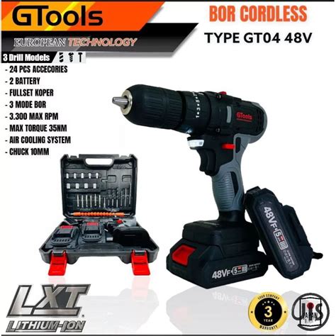 Jual Bor Cordless Gtools Eropa Gt V Mm Brushless Impact Drill