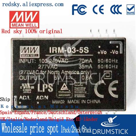 Transmit Mean Well Irm 03 5s 15s 24s 3w Smd Ac Dc Module Power Supply