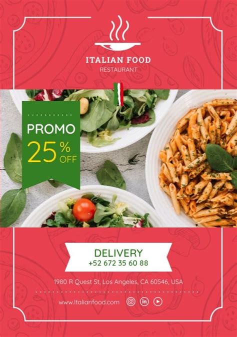 Personalize and get this Pattern Italian Food Delivery Promo Flyer template