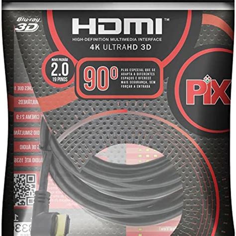 Cabo HDMI Pix Gold 90 Graus 20 4K HDR 19P KaBuM