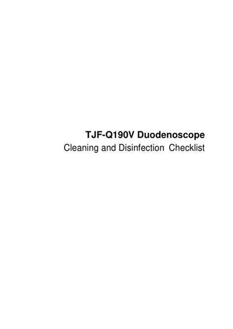 EVIS EXERA III DUODENOVIDEOSCOP TJF-Q190V Cleaning and Disinfection ...