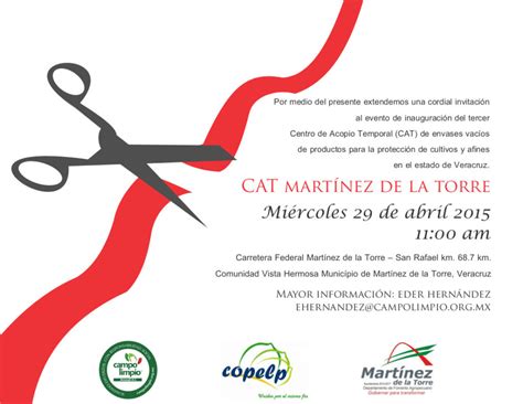 Invitación A Evento De Inauguración De Cat Martínez De La Torre Campo