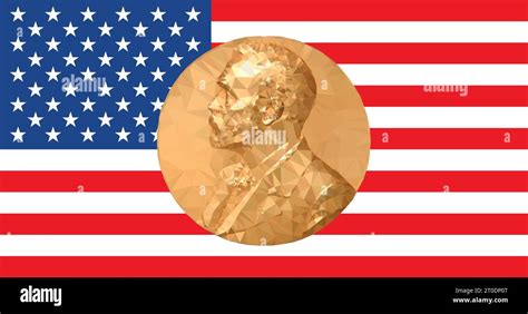 Gold Medal Nobel Prize With United States Of America Flag In Background