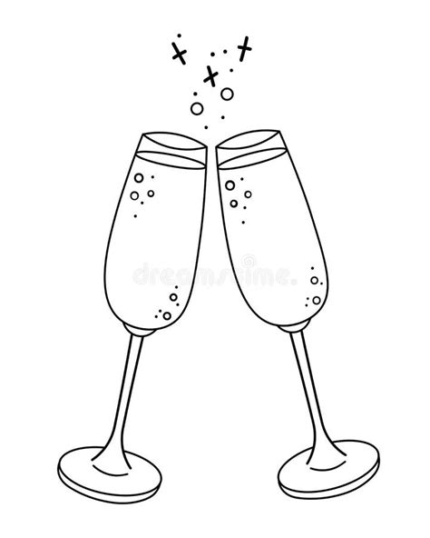 Two Glasses Of Champagne Sparkling Wine Holiday Toast Vector