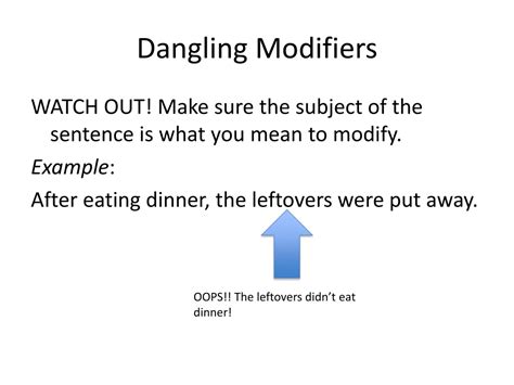 Ppt Misplaced And Dangling Modifiers Powerpoint Presentation Free Download Id9350903