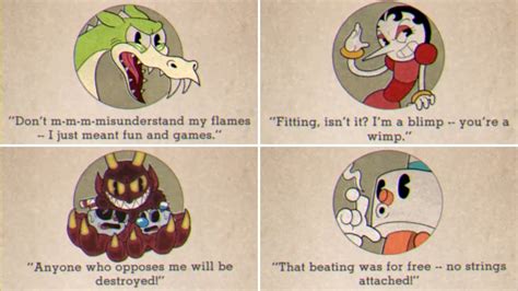 Cuphead All Boss Quotes Game Over Screens Youtube