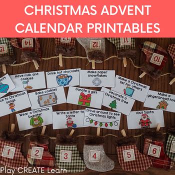 Free Christmas Advent Calendar Printables by Play Create Learn | TpT