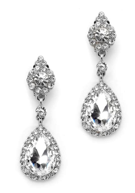 Crystal Clip On Earrings With Teardrop Dangles Shop Iowa