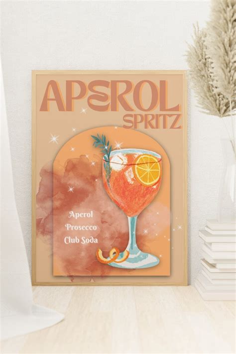 Aperol Spritz Cocktail Print Aperol Spritz Cocktail Poster Bar Wall