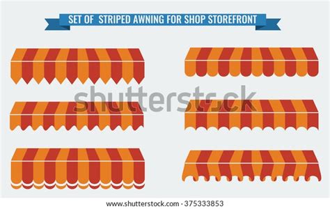 Vector Illustration Set Striped Awnings Two Stock Vector Royalty Free