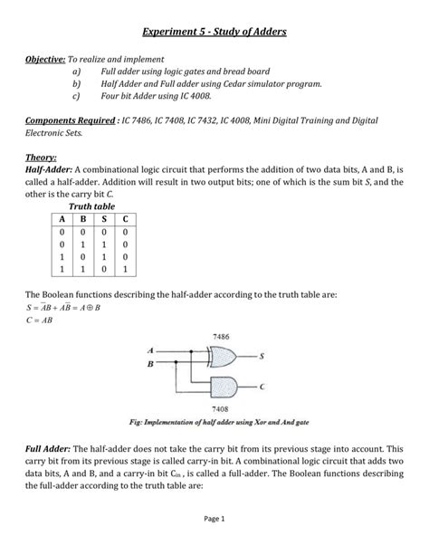 Half Adder Circuit Using Basic Logic Gates