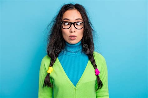 Photo Of Speechless Woman With Tails Hairdo Dressed Flower Print