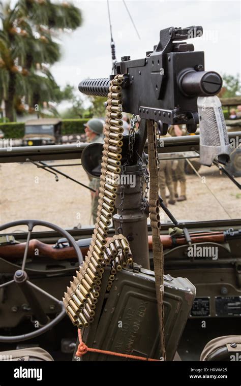 Machine gun mounted on a military vehicle Stock Photo - Alamy