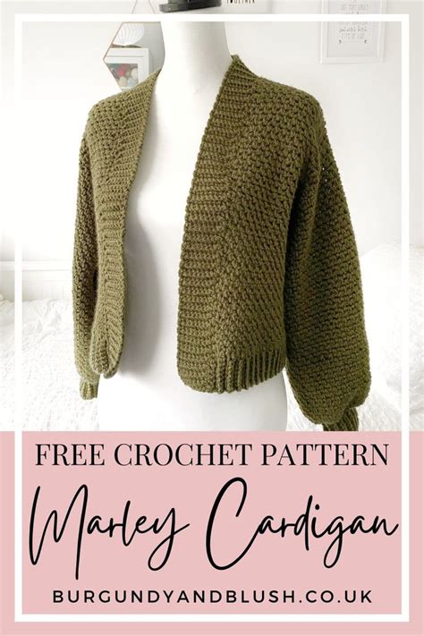 Free Moss Stitch Crochet Cardigan Pattern Burgundy And Blush