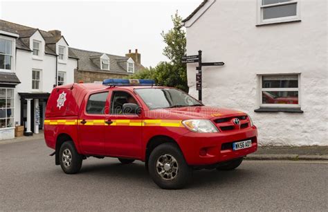 Fire Truck In Hugh Town Centre St Marys Scilly Isles Uk Editorial