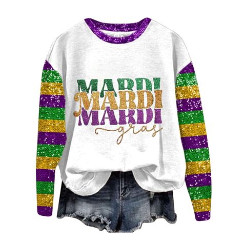 TQWQT Womens Mardi Gras Sweaters Plus Size Carnival Party Mardi Gras