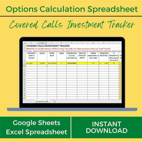 Covered Call Spreadsheet Etsy