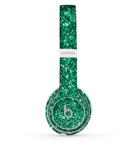 The Green Glitter Print Skin Set For The Beats By Dre Solo 2 Wireless Designskinz