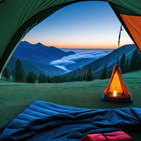 Peek From Inside Tent Reveals Serene While Cozy Sleeping Bags Promise