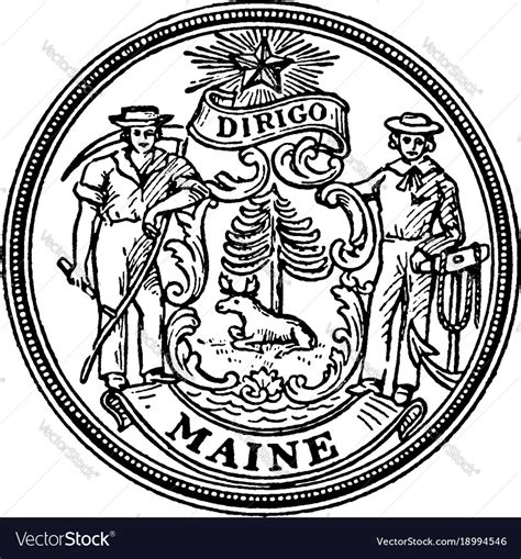 Seal of the state maine vintage Royalty Free Vector Image