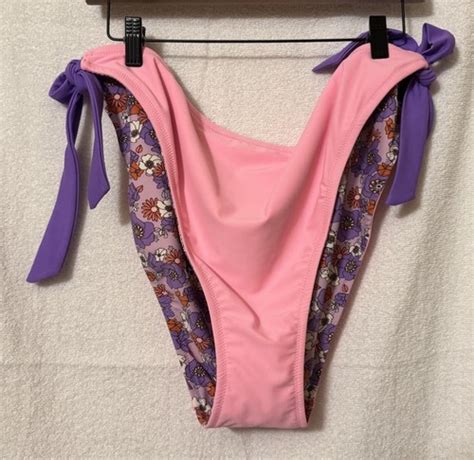 WILD FABLE Bikini Bottom Plus X Flowers Adj Tie Straps Reversible Cheeky NWT EBay