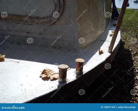 Mooring To Shore Close Up The Old Metal Boat Stock Image Image Of