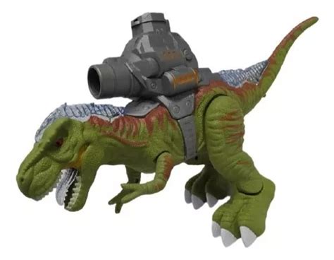 Dinossauro Brinquedo Atirador C Luz E Som Atira Bolinhas Cor Verde