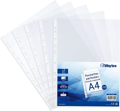 Perfect Line 200 Pochettes Transparentes Pour Documents DIN A4