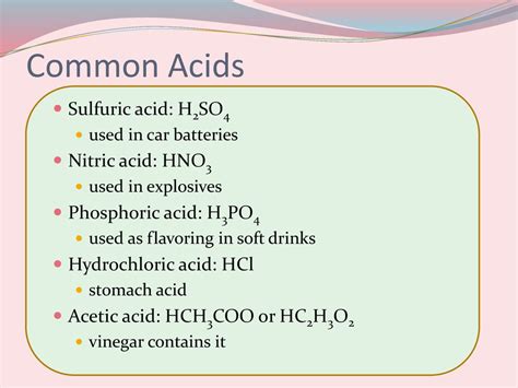 Common Acid Hcl