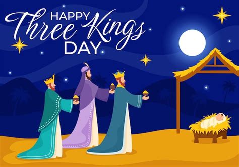 Ilustración del día de los tres reyes felices a la fe en la divinidad